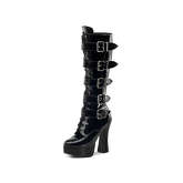 Pleaser® Schnallenstiefel Electra Plateau-Stiefel schwarz Damen