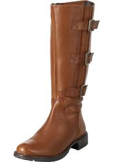 XL-Weitschaftstiefel mit Zierschnallen cognac