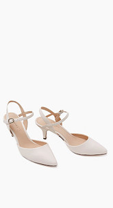 Slingback-Pumps in glatter Leder-Optik