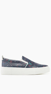 Floraler Slip On-Sneaker in Leder-Optik