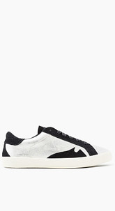 Metallic-Sneaker mit Verloursleder-Besatz