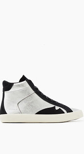 Metallic High Top-Sneaker mit Leder