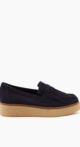 Loafer aus Rauleder mit Fransen
