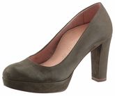 Plateaupumps aus Veloursleder. oliv