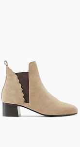 Ankle Boot aus Leder mit Blockabsatz