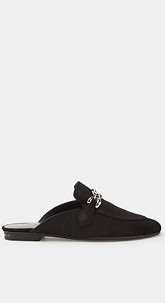Veloursleder-Slipper mit markantem Ketten-Detail
