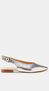Sling-Ballerina im Metallic-Look, aus Leder