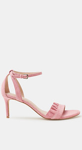 Sandalette mit gerüschtem Riemen, aus Veloursleder