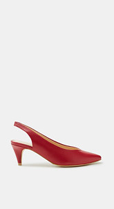 Slingback-Pumps in glatter Leder-Optik