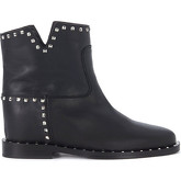 Via Roma 15  Damenstiefel Stiefelette aus schwarzem Leder mit Nieten