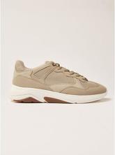 Turnschuhe aus Netzstoff mit dicker Sohle, beige, Gelb