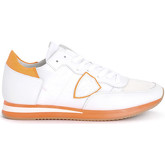 Philippe Model  Sneaker Sneaker Tropez aus weißem Leder und Nylon und Fluo-Orange