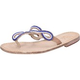 Eddy Daniele  Sandalen sandalen blau leder weiß Perlen hellbraun av407