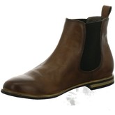 Laufsteg München  Damenstiefel Stiefeletten Brauner Boot mit weißer Sohle D0972-22