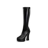 Pleaser® Stretch-Kniestiefel Electra Plateau-Stiefel schwarz Damen