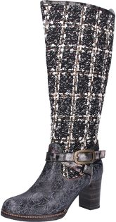 LAURA VITA High-Heel-Stiefel Leder/Textil