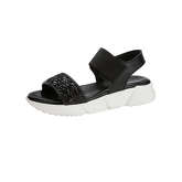 Wenz Plateausandale Materialmix Schlupf Klassische Sandalen schwarz Damen