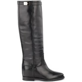 Via Roma 15  Damenstiefel Stiefel in schwarzem Glattleder mit silbernem