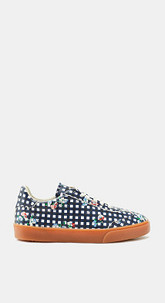 Trend-Sneaker mit Karo-Blumen-Print